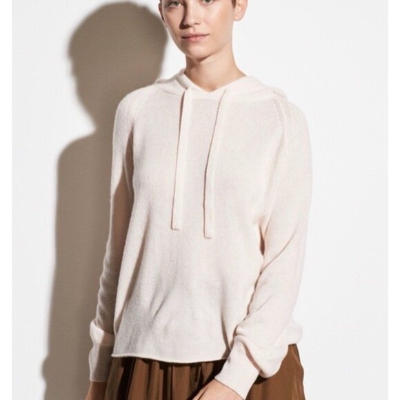 Vince Women Sweater Chiffon 100% Cashmere Hoodie Knit Pullover SMALL PETITE - Picture 2 of 8